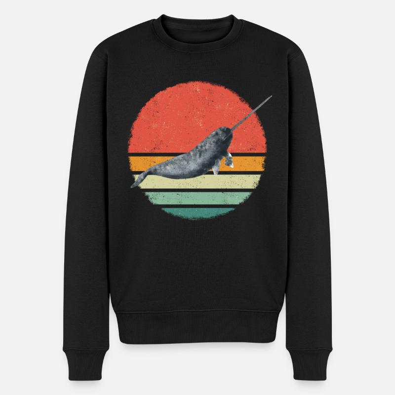 Narwal Wal Ozean Narwale Wale - Männer Premium Bio Pullover - Schwarz