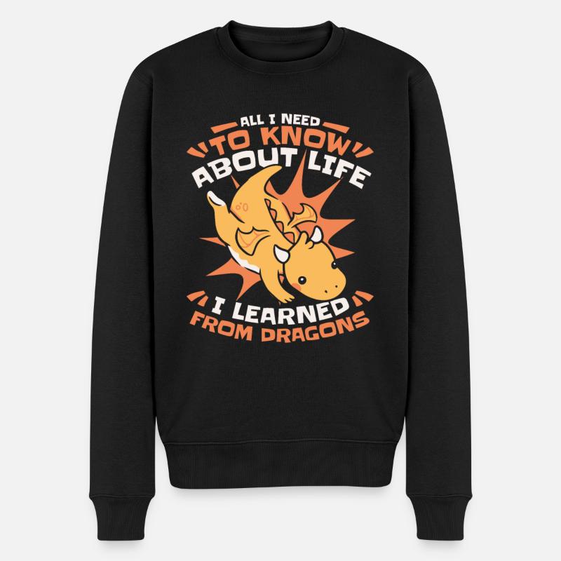 Drache Mystisch Drachen Fantasie - Männer Premium Bio Pullover - Schwarz