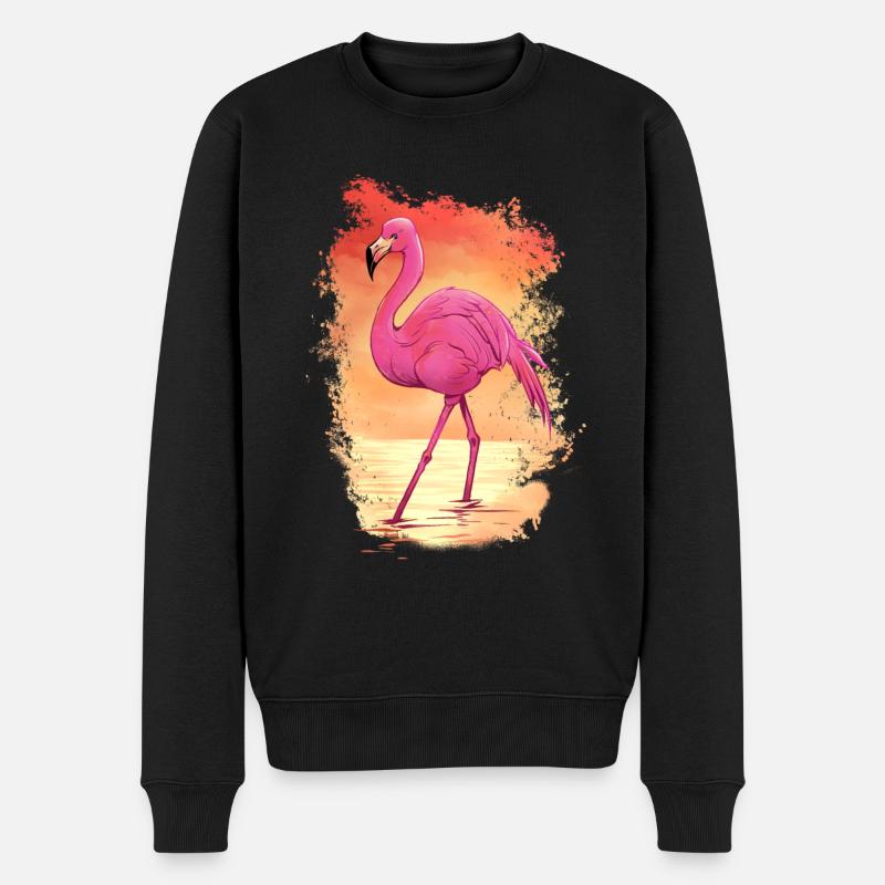 Flamingo Tier Rosa - Männer Premium Bio Pullover - Schwarz