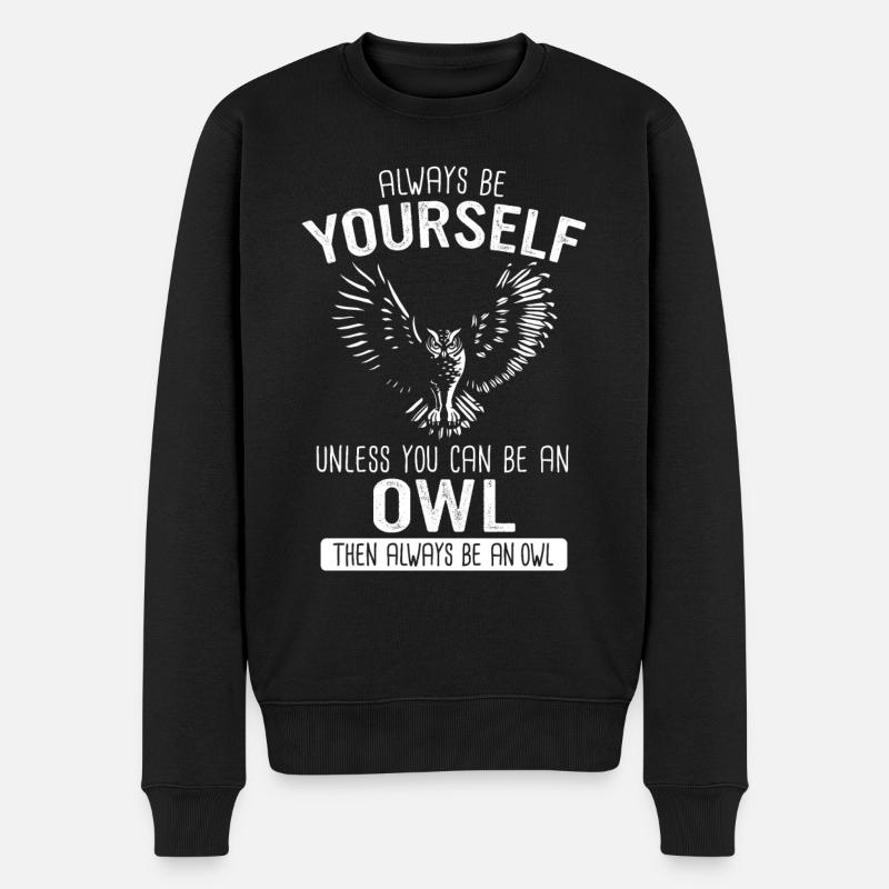Eule Vogel Tier Eulen - Männer Premium Bio Pullover - Schwarz