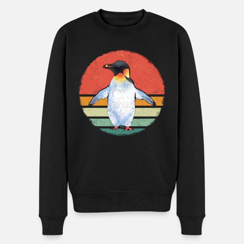 Pinguin Pinguine Tier - Männer Premium Bio Pullover - Schwarz