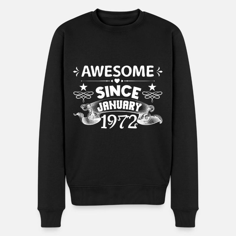 Januar 1972 | Super seit Januar 1972 - Männer Premium Bio Pullover - Schwarz