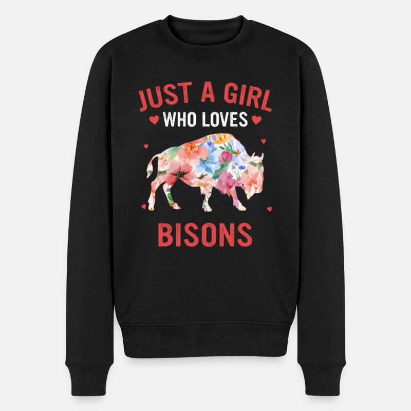 Bison Büffel Bulle Buffalo Bisons - Männer Premium Bio Pullover - Schwarz