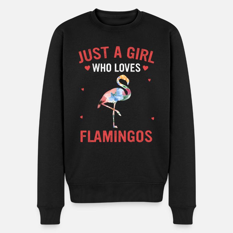 Flamingo Tier Rosa - Männer Premium Bio Pullover - Schwarz