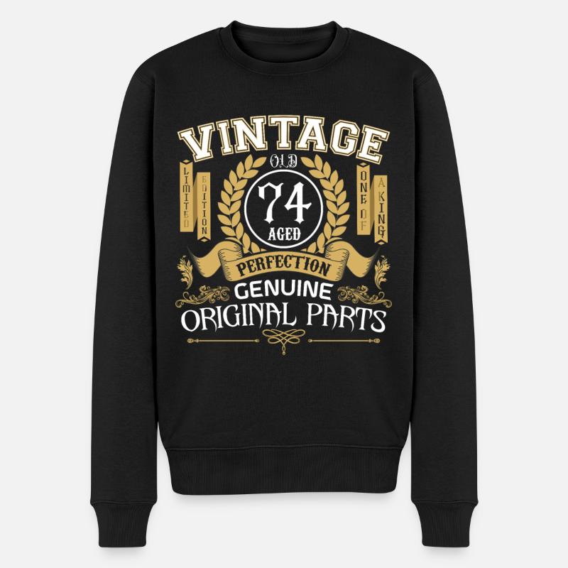 Jahrgang 74 Jahre - Geburtstagsgeschenk 74 Jahre - Männer Premium Bio Pullover - Schwarz