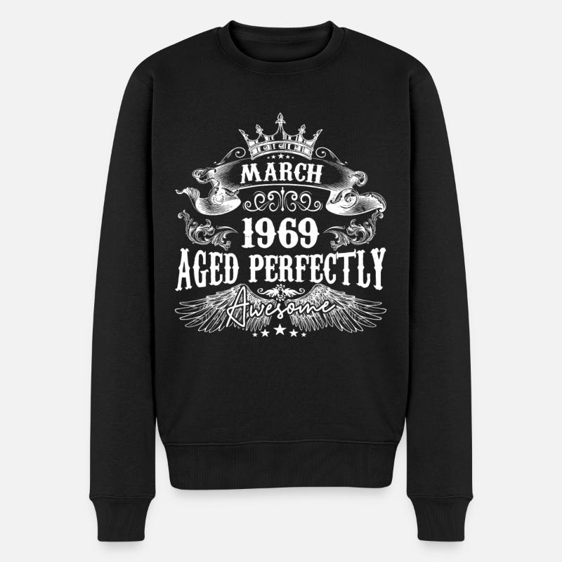 1969| März 1969 Geburtstag Perfekt gealtert - Männer Premium Bio Pullover - Schwarz