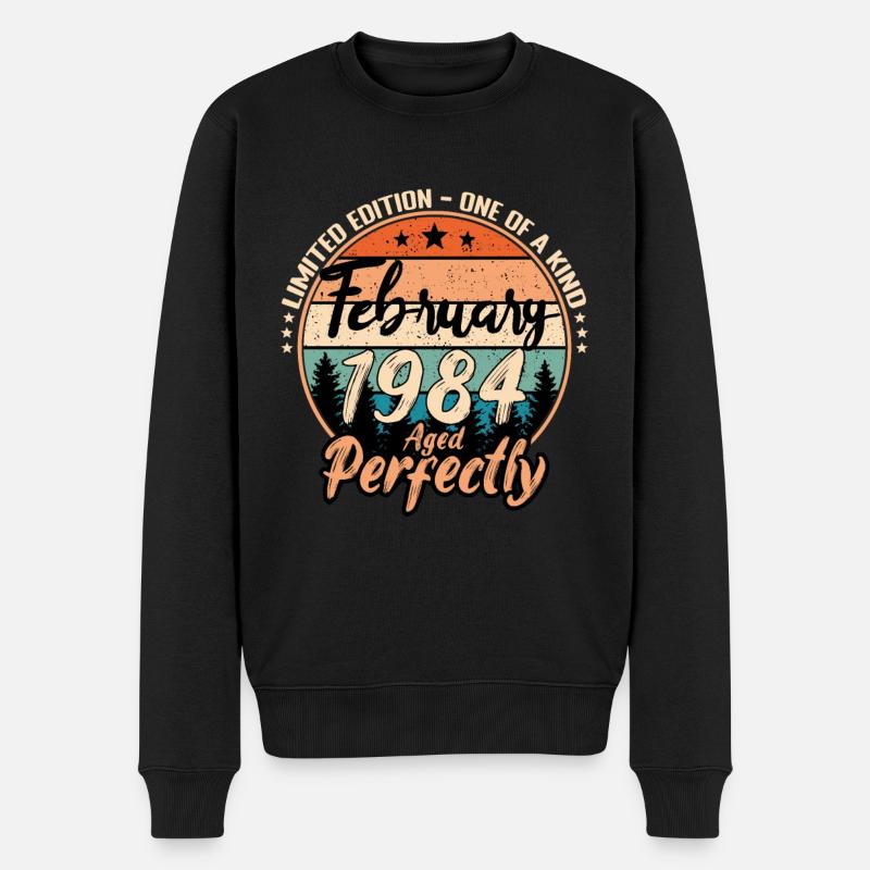 Februar 1984 Jubiläum 1984 Legenden Februar - Männer Premium Bio Pullover - Schwarz