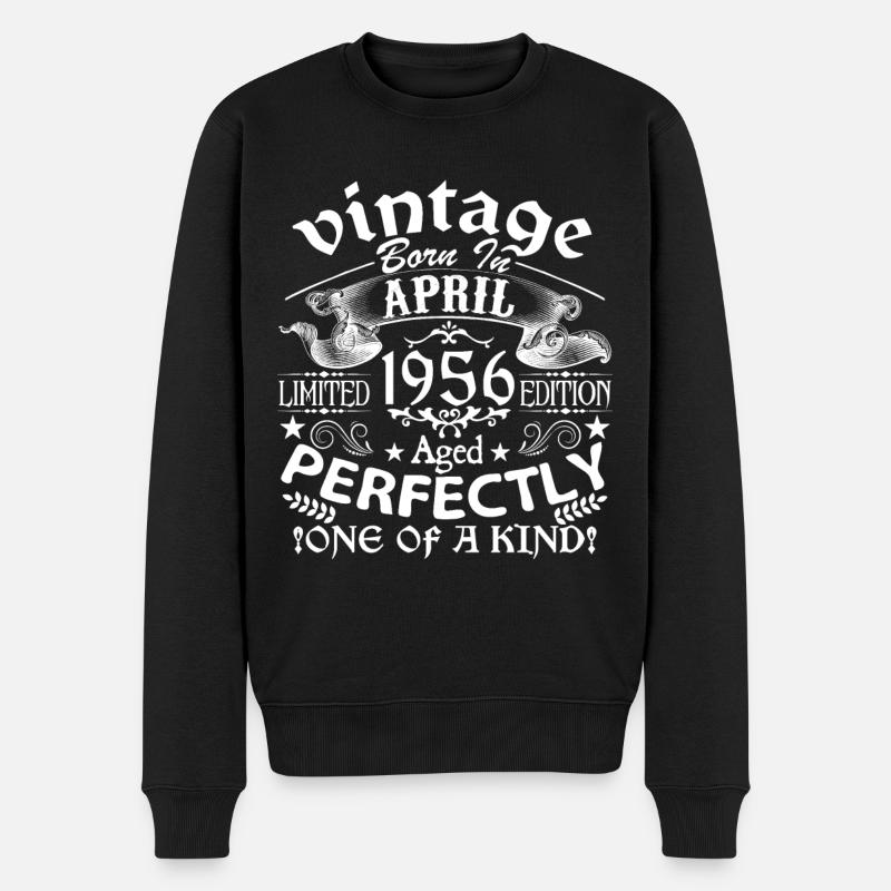 April 1956 | Geburtstag 1956 Jahrgang April - Männer Premium Bio Pullover - Schwarz