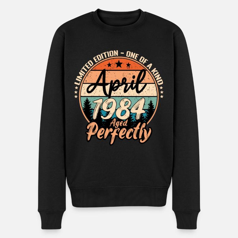 April 1984 Jubiläum 1984 Legenden April - Männer Premium Bio Pullover - Schwarz