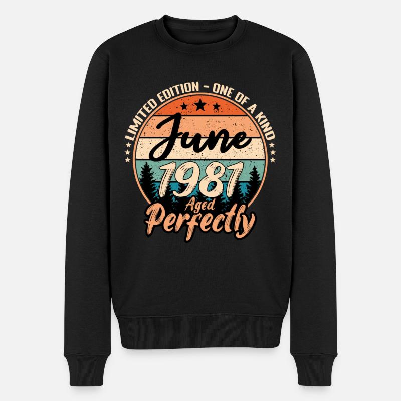 Juni 1981 Jubiläum 1981 Legenden Juni - Männer Premium Bio Pullover - Schwarz
