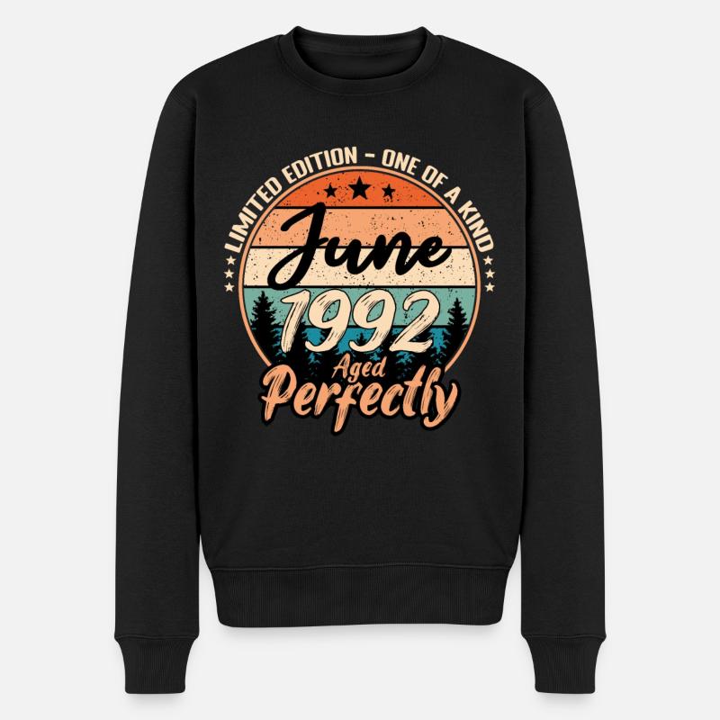 Juin 1992 anniversaire 1992 légendes Juin - Pull Premium bio Homme - noir