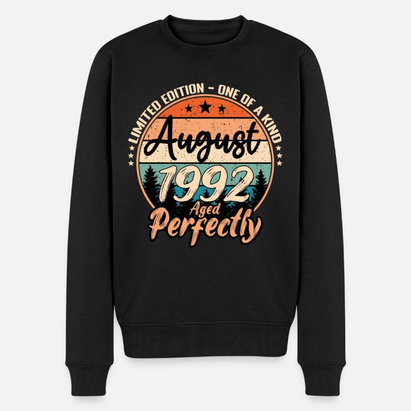 August 1992 Jubiläum 1992 Legenden August - Männer Premium Bio Pullover - Schwarz