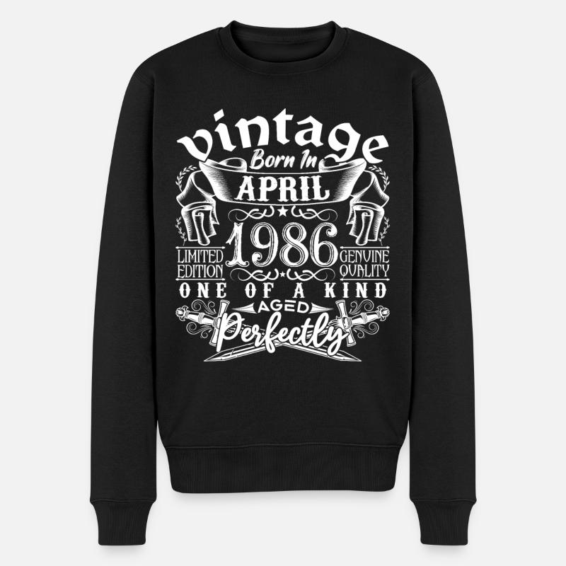 1986 April 1986 Jubiläum April 1986 April - Männer Premium Bio Pullover - Schwarz