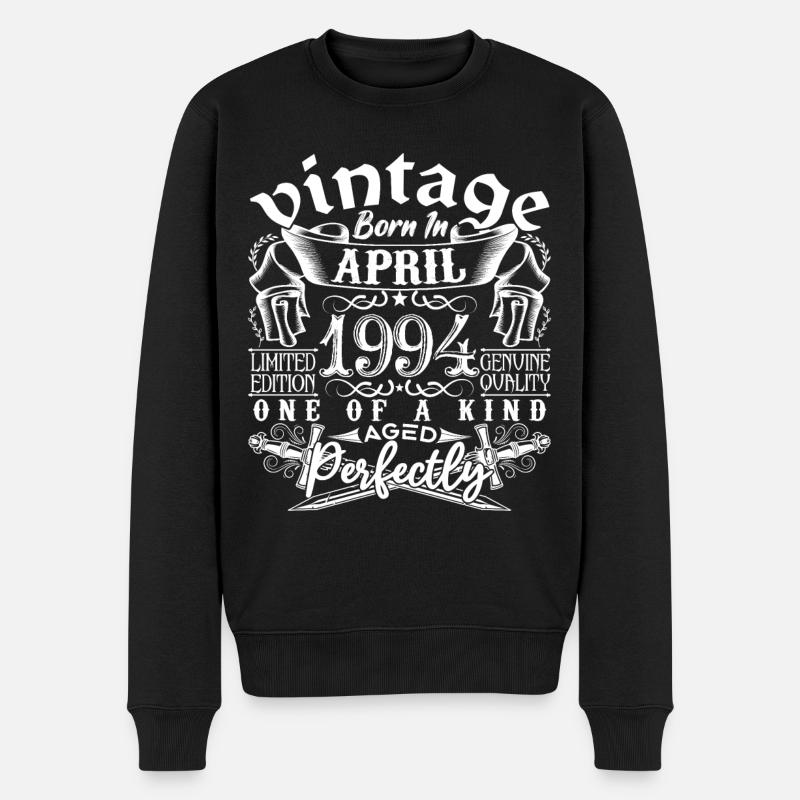 1994 April 1994 Jubiläum April 1994 April - Männer Premium Bio Pullover - Schwarz