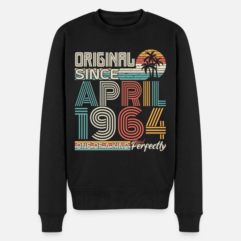 April 1964 Geburtstag April 1964 Geschenk 1964 - Männer Premium Bio Pullover - Schwarz