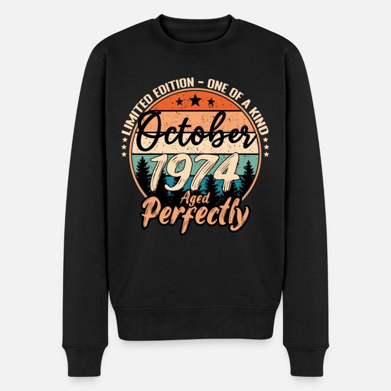 Octobre 1974 anniversaire 1974 légendes Octobre - Pull Premium bio Homme - noir