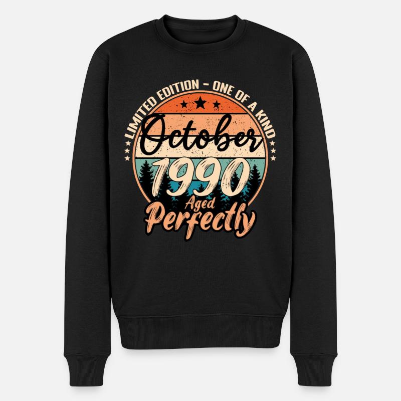 Oktober 1990 Jubiläum 1990 Legenden Oktober - Männer Premium Bio Pullover - Schwarz