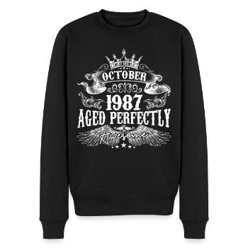 1987 | Oktober 1987 Geburtstag Perfekt gealtert - Männer Premium Bio Pullover - Schwarz - Vorne - Nico (187cm)
