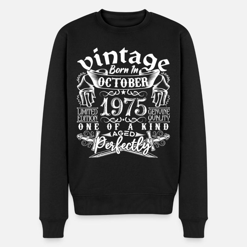 1975 Oktober 1975 Jubiläum Oktober 1975 - Männer Premium Bio Pullover - Schwarz