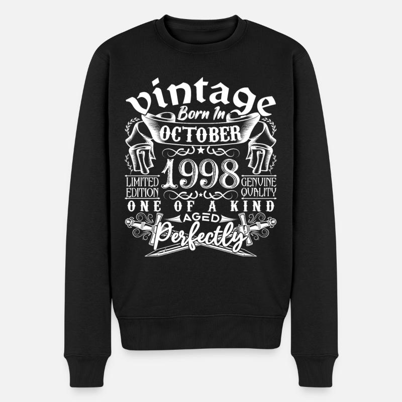 1998 Oktober 1998 Jubiläum Oktober 1998 - Männer Premium Bio Pullover - Schwarz
