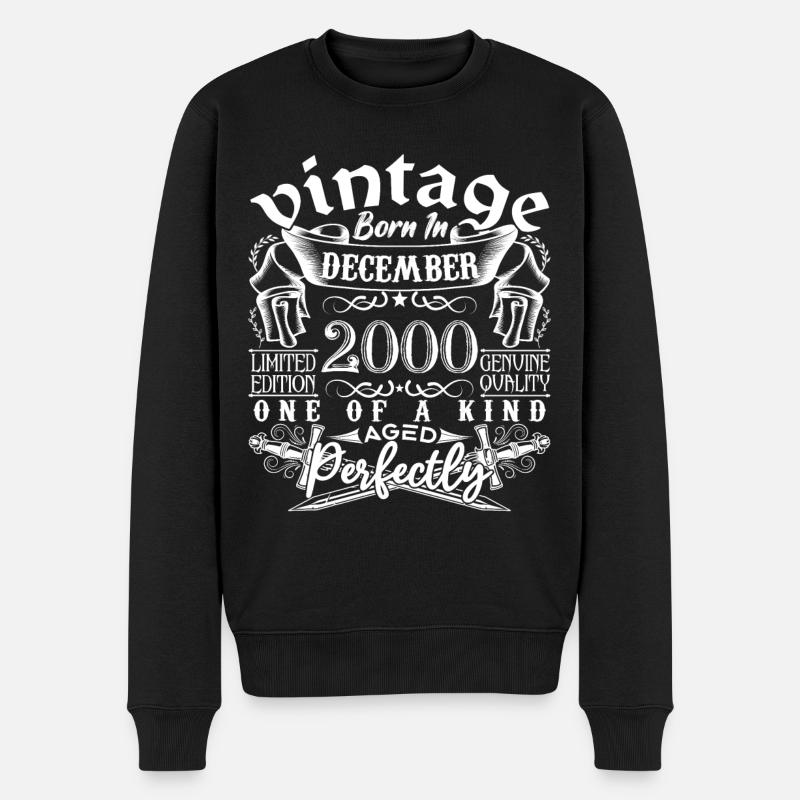 2000 Dezember 2000 Jubiläum Dezember 2000 - Männer Premium Bio Pullover - Schwarz