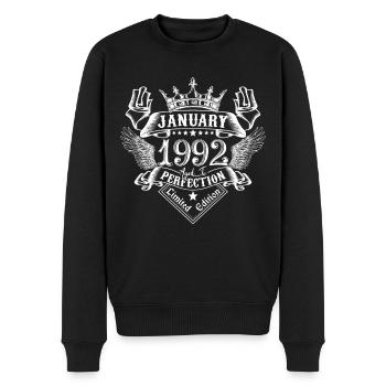 Januar 1992 | Januar 1992 Jubiläum 1992 - Männer Premium Bio Pullover - Schwarz - Vorne - Nico (187cm)