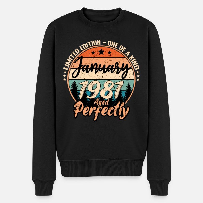 Januar 1981 Geburtstag 1981 Legenden Januar - Männer Premium Bio Pullover - Schwarz