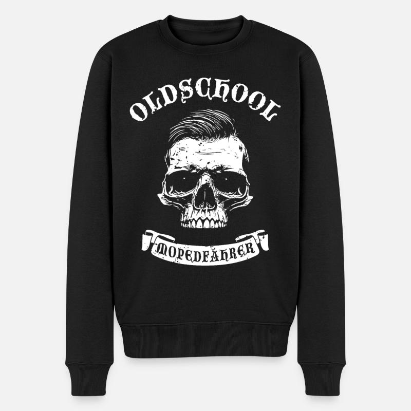 Oldschool Moped Fahrer - Männer Premium Bio Pullover - Schwarz