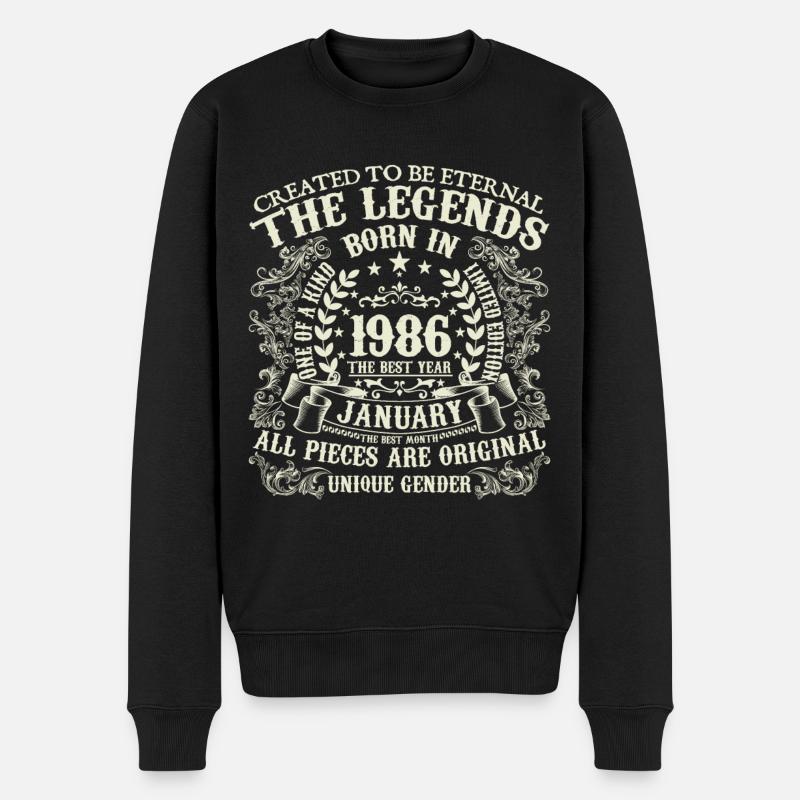Januar 1986 Geburtstag 1986 Januar Jahr - Männer Premium Bio Pullover - Schwarz