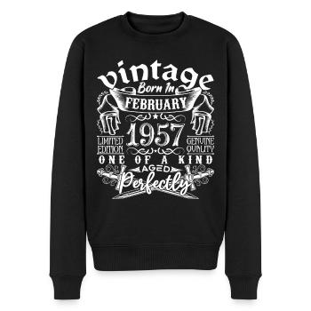 Februar 1957 Geburtstag Februar 1957 Februar - Männer Premium Bio Pullover - Schwarz - Vorne - Nico (187cm)
