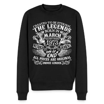 Mars 1973 anniversaire 1973 Mars meilleure année - Pull Premium bio Homme - noir - Devant - Nico (187cm)