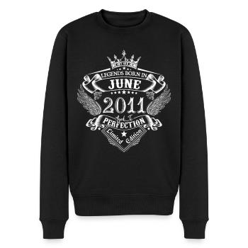 Juni 2011 Geburtstag Juni 2011 Juni Geschenk - Männer Premium Bio Pullover - Schwarz - Vorne - Nico (187cm)