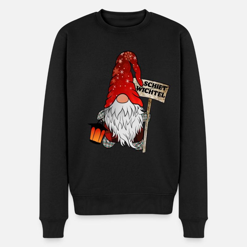 Schiet Wichtel – Norddeutscher Weihnachtsgnom - Männer Premium Bio Pullover - Schwarz