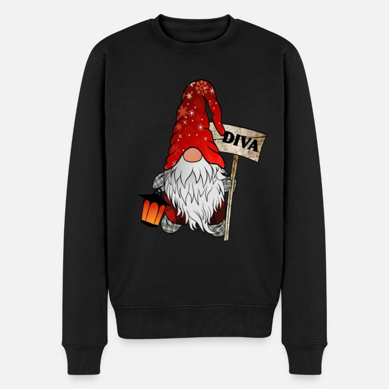 Gnome Diva Gnome Noël - Pull Premium bio Homme - noir