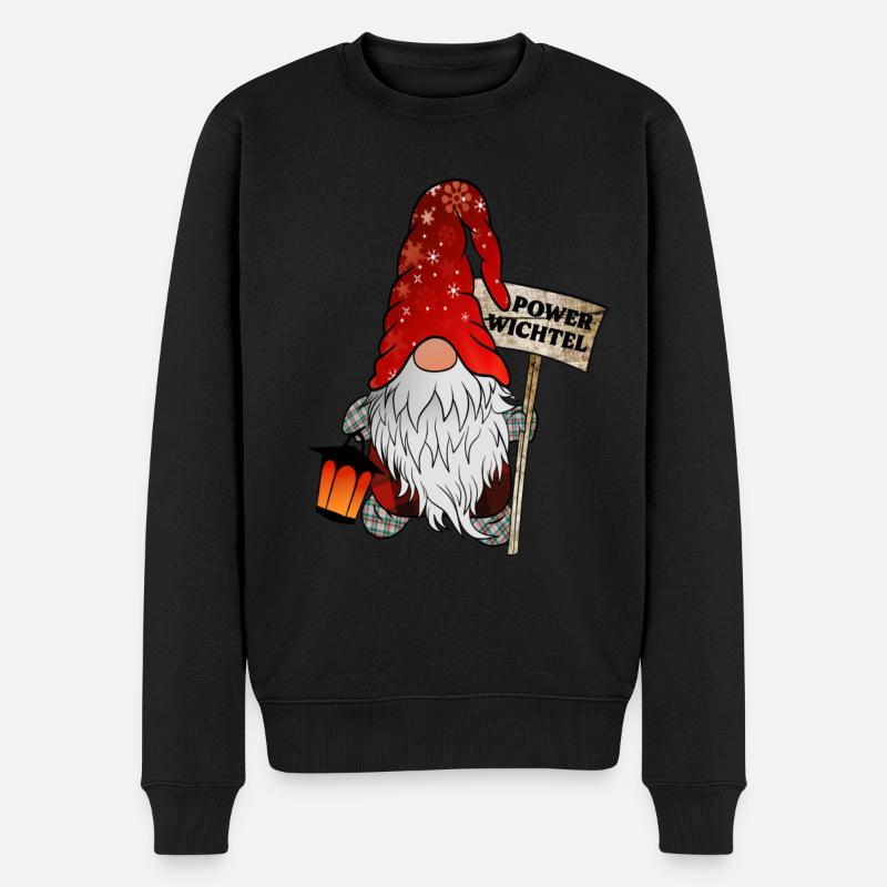 Power Wichtel Weihnachtsgnom - Männer Premium Bio Pullover - Schwarz