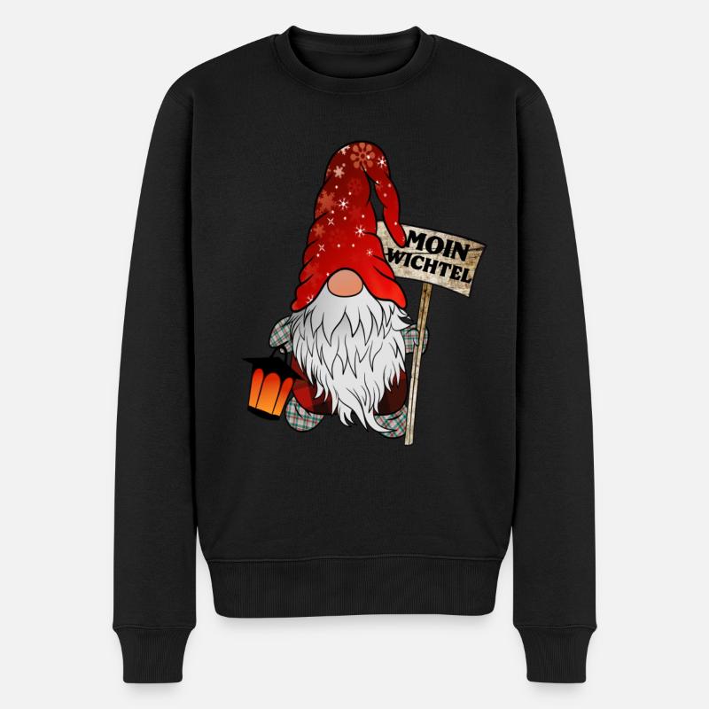 Moin Wichtel – 0Norddeutscher Weihnachtsgnom - Männer Premium Bio Pullover - Schwarz