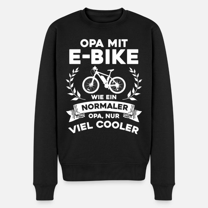 Opa mit Ebike - nur cooler- Lustiges Opa - Männer Premium Bio Pullover - Schwarz