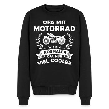 Opa mit Motorrad- nur cooler - Männer Premium Bio Pullover - Schwarz - Vorne - Nico (187cm)