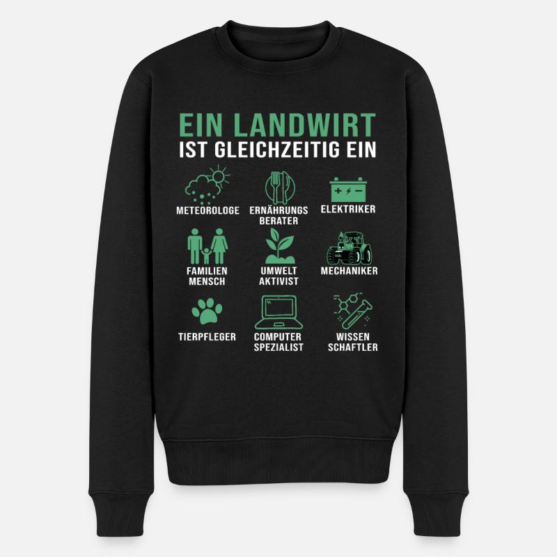Ein Landwirt ist... - Männer Premium Bio Pullover - Schwarz