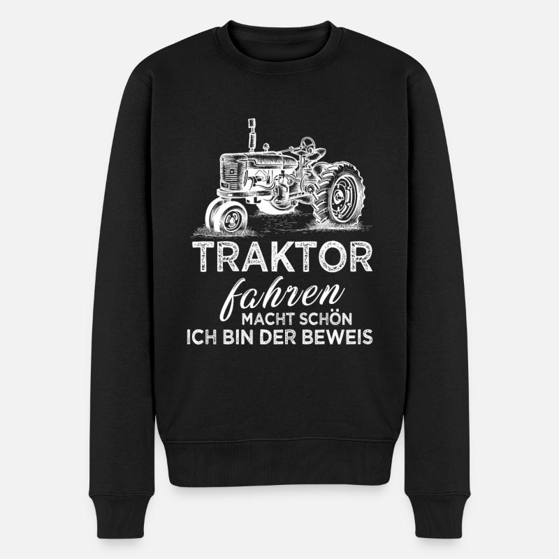 Traktor fahren macht schön - Männer Premium Bio Pullover - Schwarz