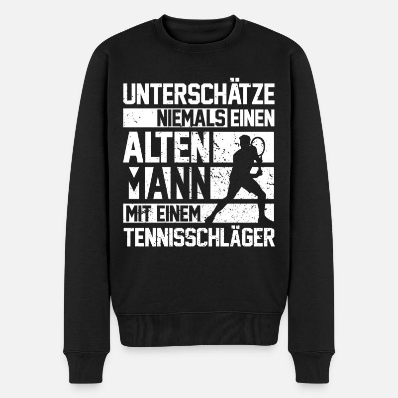 Alter Mann | Lustiger Spruch | Tennisspieler - Männer Premium Bio Pullover - Schwarz