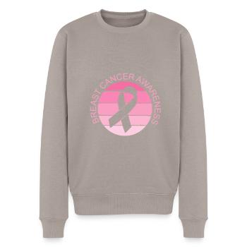 Ruban rose pour la sensibilisation au cancer du sein - Pull Premium bio Homme - taupe - Devant - Nico (187cm)