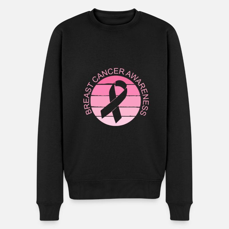 Rosa Schleife für Brustkrebsbewusstsein - Männer Premium Bio Pullover - Schwarz