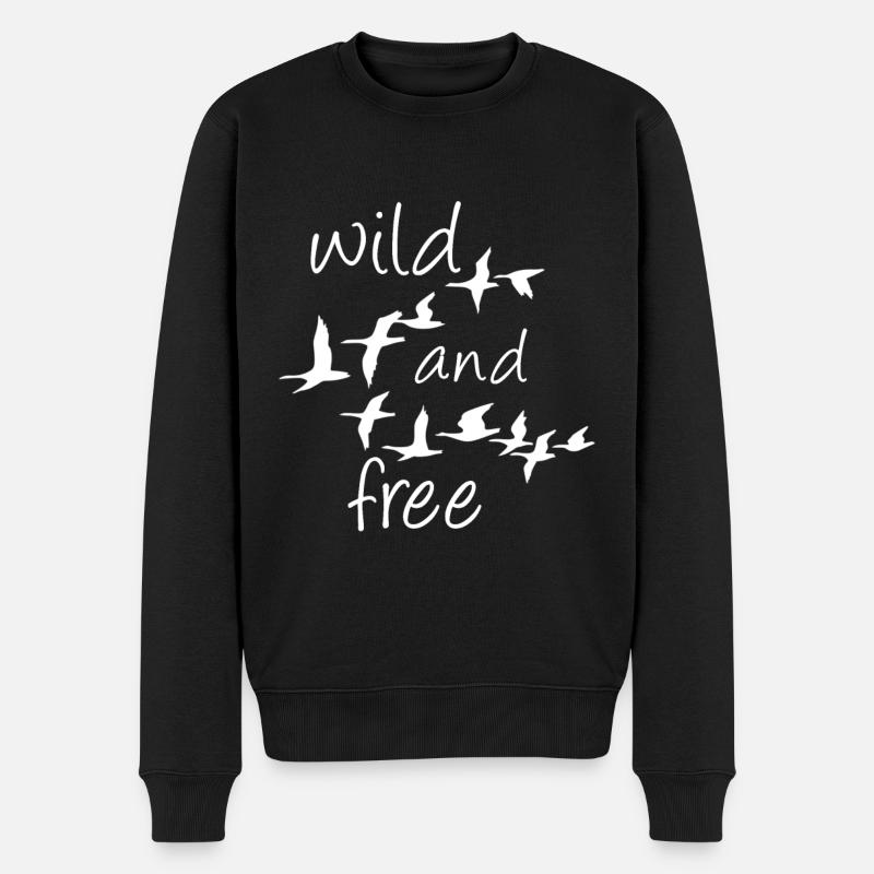 wilde Gänse sind wild und frei - Männer Premium Bio Pullover - Schwarz