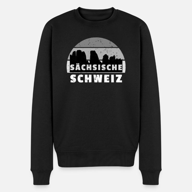 Sachsische Schweiz Wandern Klettern Vintage - Männer Premium Bio Pullover - Schwarz