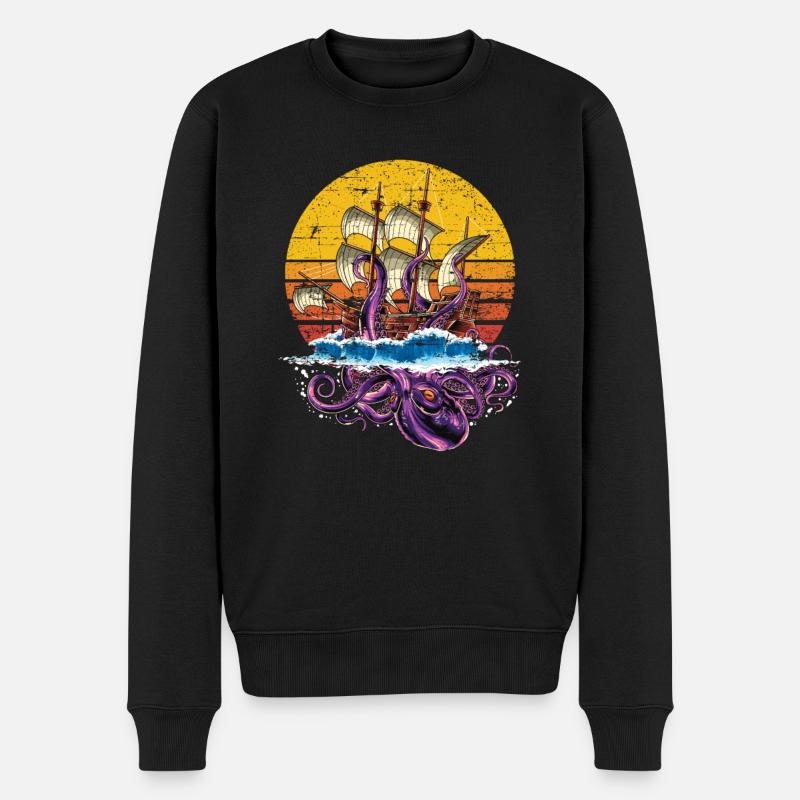Pirate monstre marin poulpe poulpe - Pull Premium bio Homme - noir