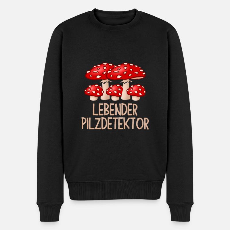 Lebender Pilzdetektor - Männer Premium Bio Pullover - Schwarz