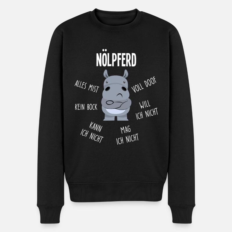 Nölpferd alles doof alles mist - Männer Premium Bio Pullover - Schwarz