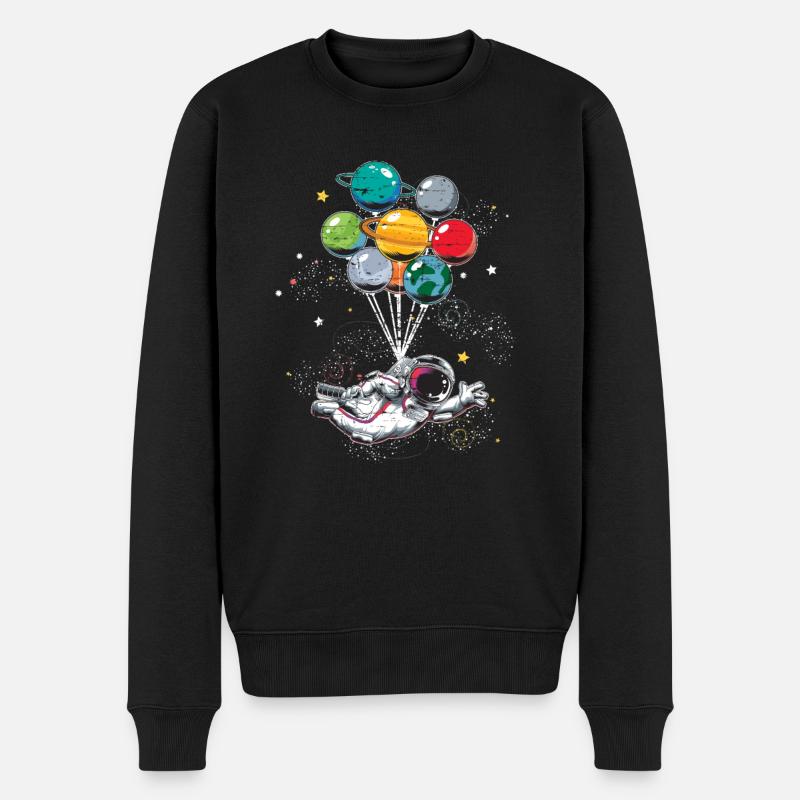 Planeten Ballons Astronaut Geschenk Weltraum - Männer Premium Bio Pullover - Schwarz
