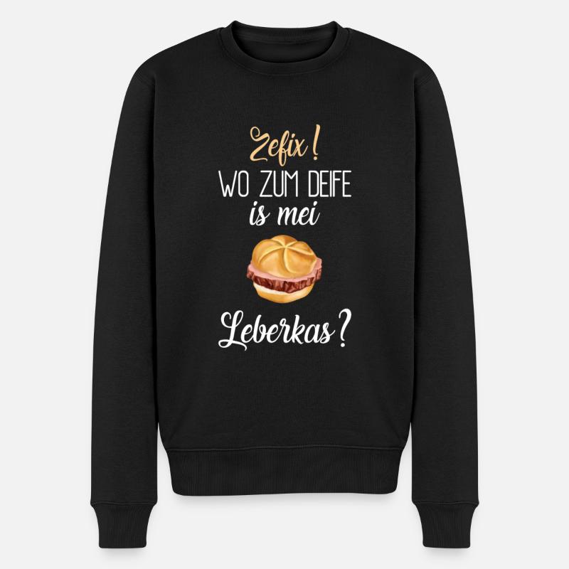 Zefix. Wo zum Deife is mei Leberkas? - Männer Premium Bio Pullover - Schwarz